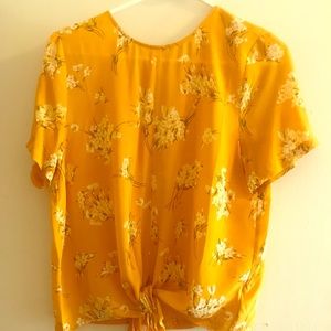 Madewell Silk Floral Tie-Front Top